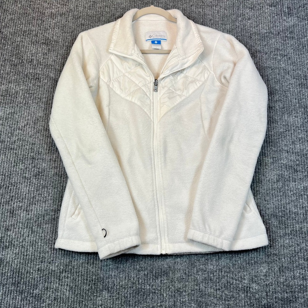 Columbia Fleece Jacket Polyester Fleece Gorpcore Cream White Interchange Large
